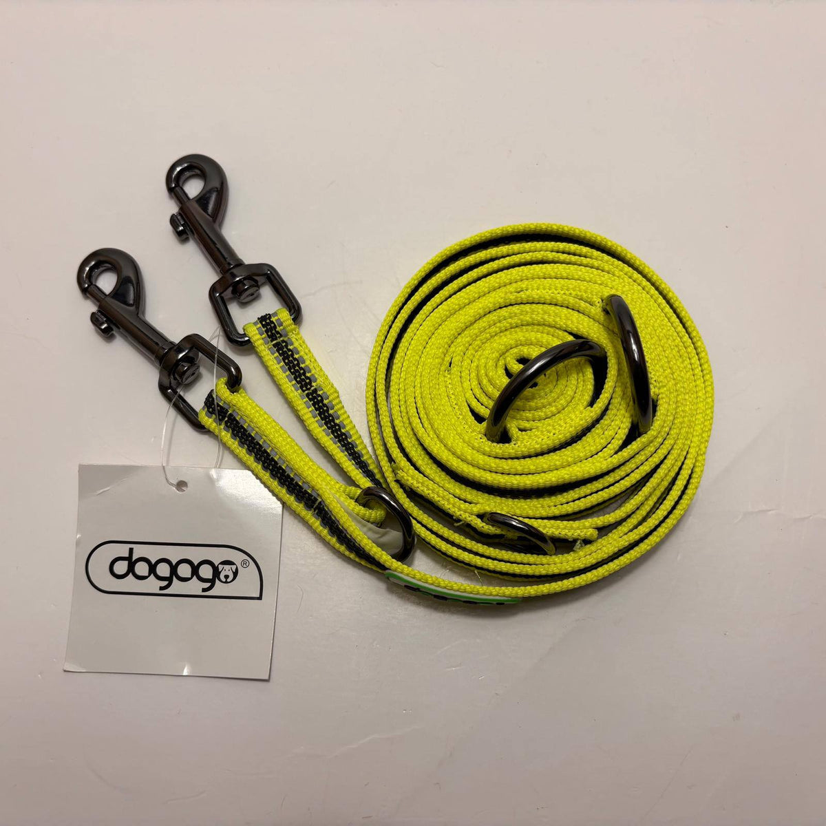 Dogogo Reflective Dog Leash 3.2m – Neon Yellow, Double Clip