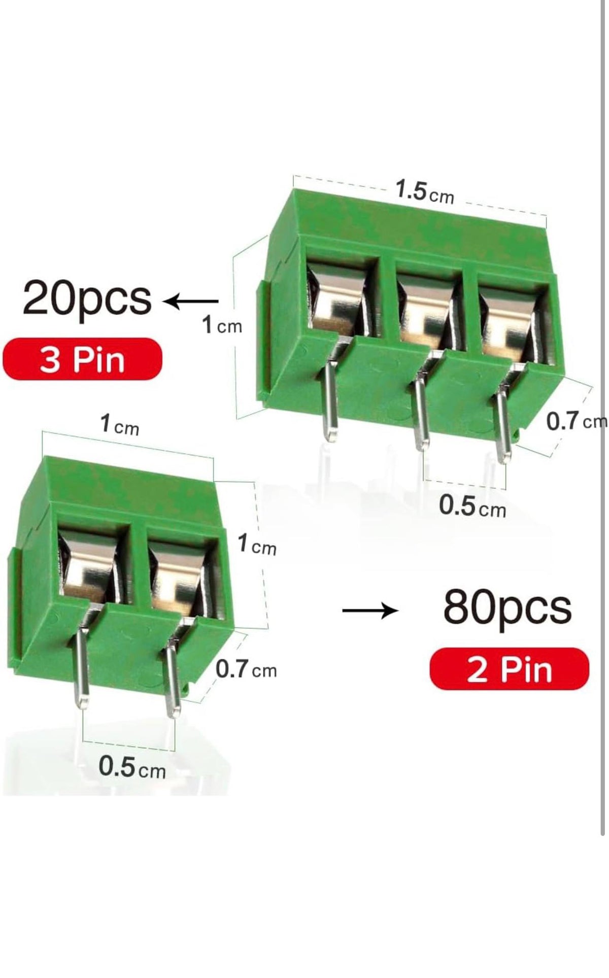 YIXISI PCB Schroefklemmenblok 2-polig 100st 5.08mm + Schroevendraaier