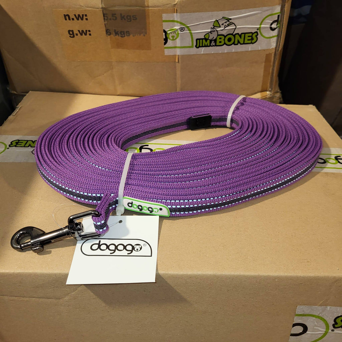 DOGOGO Reflective Long Training Leash – Purple – 20 m