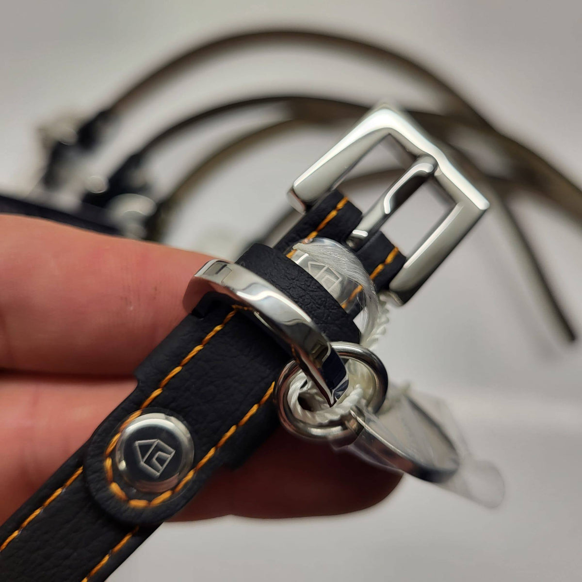 Hennessy & Sons Black Leather Dog Collar with Coloured Stitching
